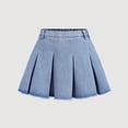 thumbnail image 4 of Ticikt Stylish Denim A Line Skirt for Girls with Side Zipper and Pleated Design Fashion Casual Wear,Color:Light Blue,Size:9-10 Years, 4 of 5