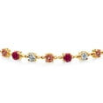 thumbnail image 2 of Gem Stone King 5.01 Ct Ecstasy Mystic Topaz Red Created Ruby 18K Yellow Gold Plated Silver Lab Grown Diamond Tennis Bracelet for Women (Fully Adjustable up to 9 inch), 2 of 3