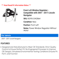 thumbnail image 2 of Front Left Window Regulator - Compatible with 2007 - 2017 Lincoln Navigator 2008 2009 2010 2011 2012 2013 2014 2015 2016, 2 of 2