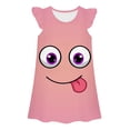 thumbnail image 1 of WERYOUNG Robes pour Filles Été Décontracté Confortable Imprimé Dessin Animé Col Rond Manches Volantes Vêtements de Maison Robe Classique Ample, Rouge Melon D\'eau, 7-8 Ans, 1 of 2