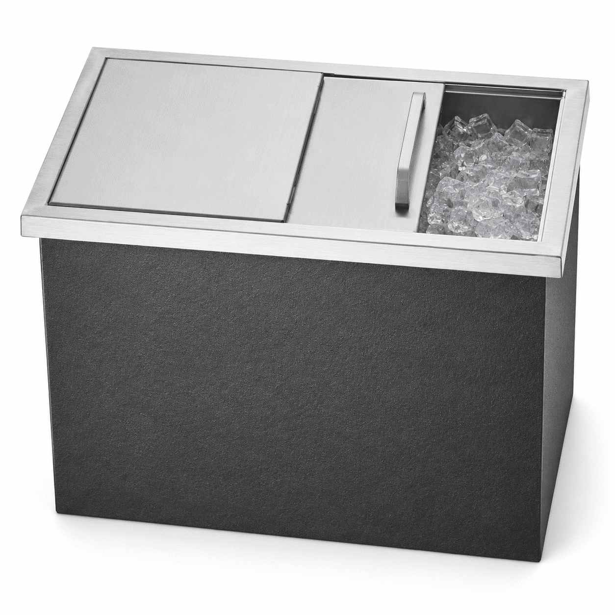 Drop-In Ice Chest, Stainless Steel Ice Storage Box with Sliding Lid and Drain Hose, Ice Bin for Chilled Wine, Beer, Beverage (18 x 12 x 14.5 Inches)