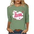 thumbnail image 2 of Craaazy Happy Valentine's Day Women's 3/4 Sleeve Crew Neck Love and Heart Valentines Shirts Gifts, 2 of 5