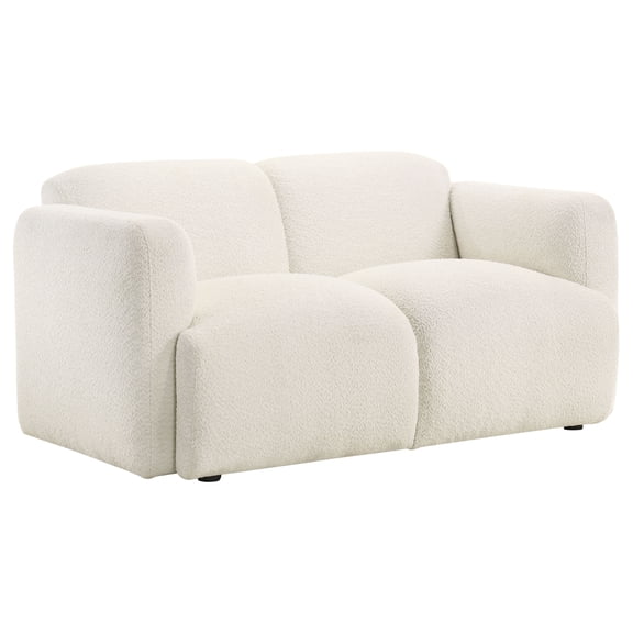 Dorset Fabric Upholstered Round Track Arm Loveseat White