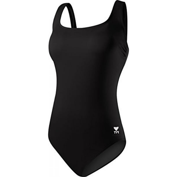 TYR Women's TYR Fit Solid Aqua Tank Suit, Black-18 - Walmart.com ...
