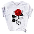 thumbnail image 4 of Camisetas florales de verano Honeeladyy para mujer, camisetas con estampado gráfico de rosas góticas novedosas, camisetas casuales de verano de manga corta, camisa blanca básica y cómoda, 4 of 5
