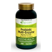4 Top Care Probiotic Multi-Enzyme Digestive Formula with Probiotic Acidophilus Tablets Dietary Supplement, 200 Count