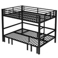 thumbnail image 6 of Bed Frame Queen over Queen size pull-out Metal Bunk Bed, lower bunk can be pulled out in three sections, top bunk equipped with safety rails, black.,Platform Bed Frame, 6 of 19