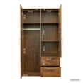 thumbnail image 4 of Pouseayar Tall Wardrobe Closet with 2 Doors,2 Drawers,5 Storage Space for Hanging Clothes, Wardrobe Storage Cabinet Bedrooms, Walnut, 4 of 8