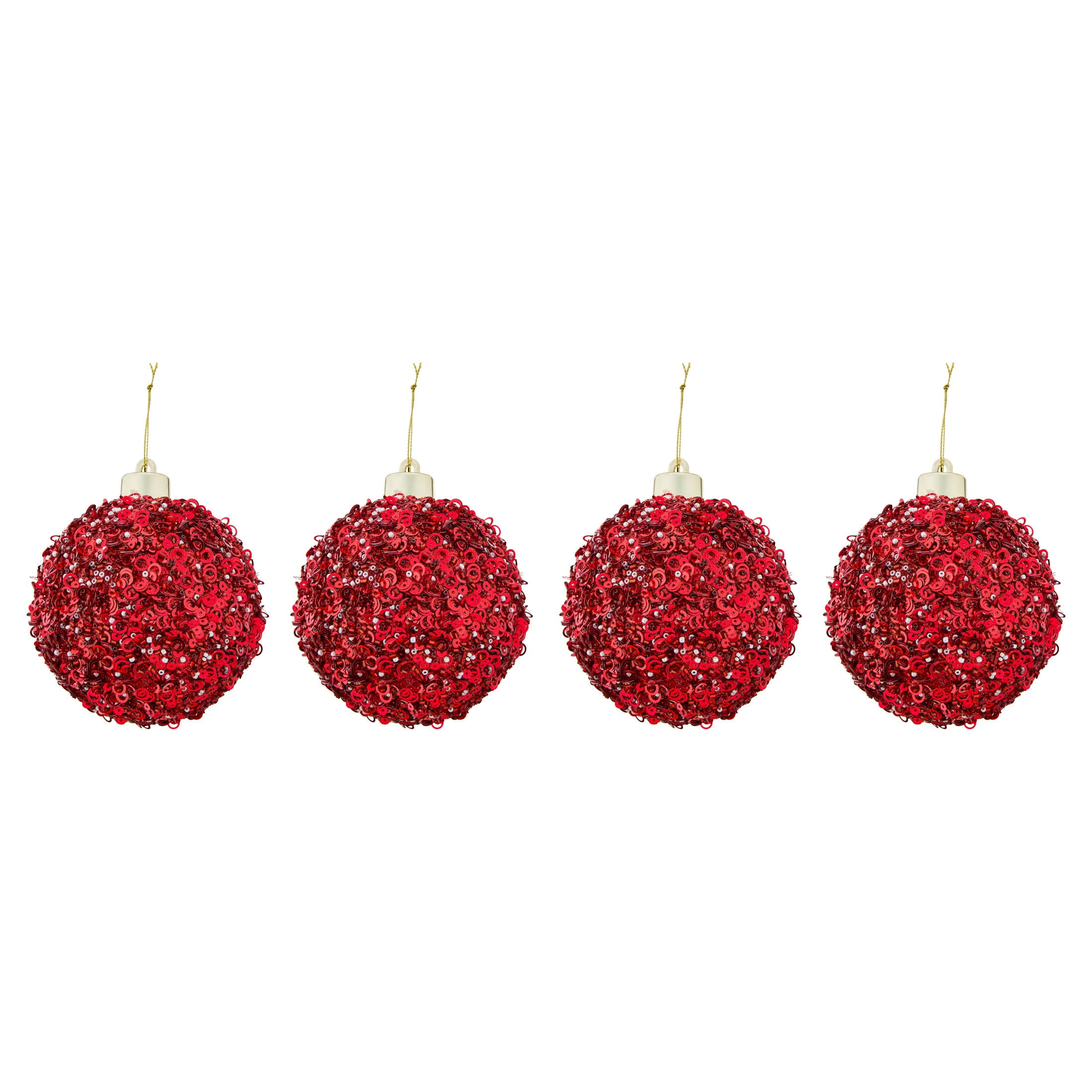 4-Count Red Sequin Ball Shatterproof Christmas Ornaments, 5", by Holiday Time