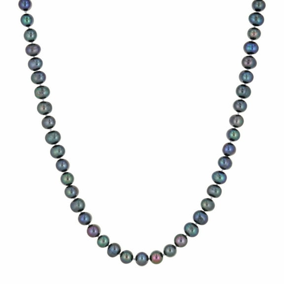 925 Sterling Silver 36" Lobster Claw Necklace With Black Pearl Handmade Jewelry