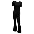 thumbnail image 3 of Ladies' Fashionable Casual High End Fashion Style Retro Two Piece Solid Color Set Pants Set Pants Suit plus Size Weavers Pants Lace Pant Suits for Women Work Out Outfit Set Puddle Pants Women Wedding, 3 of 3