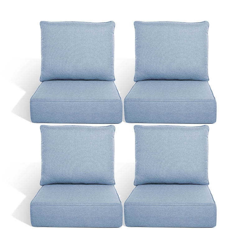 Gymojoy 22 in. x 24 in. x 6 in.Deep Seat Cushion Set, Olefin 8-Piece Deep Seating Outdoor Replacement Lounge Chair loveseat Sofa Cushion in Turquoise