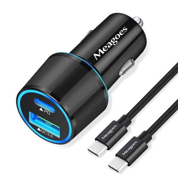 Cargador de coche Meagoes de 48 W y 2 puertos USB C PD&QC3.0 para iPhone Samsu