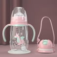 thumbnail image 3 of Visland 240ml/300ml Infant Drop-proof Baby Wide-caliber Milk Bottle with Straw Handle,Breastfeeding Bottles for Baby, 3 of 8