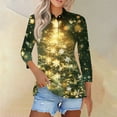 thumbnail image 2 of Christmas Polo Shirts for Women Snowman Snowflakes Stars 3/4 Sleeve 2024 Casual Tops Collared Button V Neck Xmas Shirts Yellow 2XL, 2 of 5