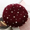 thumbnail image 3 of ZSQDM Knit Slouchy Beanie Women Beret Pearl Elegant Sweet Artist French Style Beret Beanie Cap Warm Chunky Soft Beanie, 3 of 5