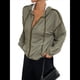 thumbnail image 1 of 1 Chaqueta con Capucha A Rayas para Mujer, Cárdigan Fino y Holgado de Verano, Talla Pequeña, Larga Verde XL, 1 of 10