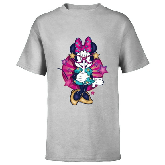 Disney Minnie Mouse Party Mask Mardi Gras Carnival Holiday - Short Sleeve T-Shirt for Kids - Customized-Athletic Heather