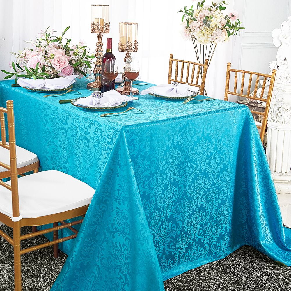 Wedding Linens Inc. 72" x 120'' Rectangular Jacquard Damask Polyester Tablecloth Table cover