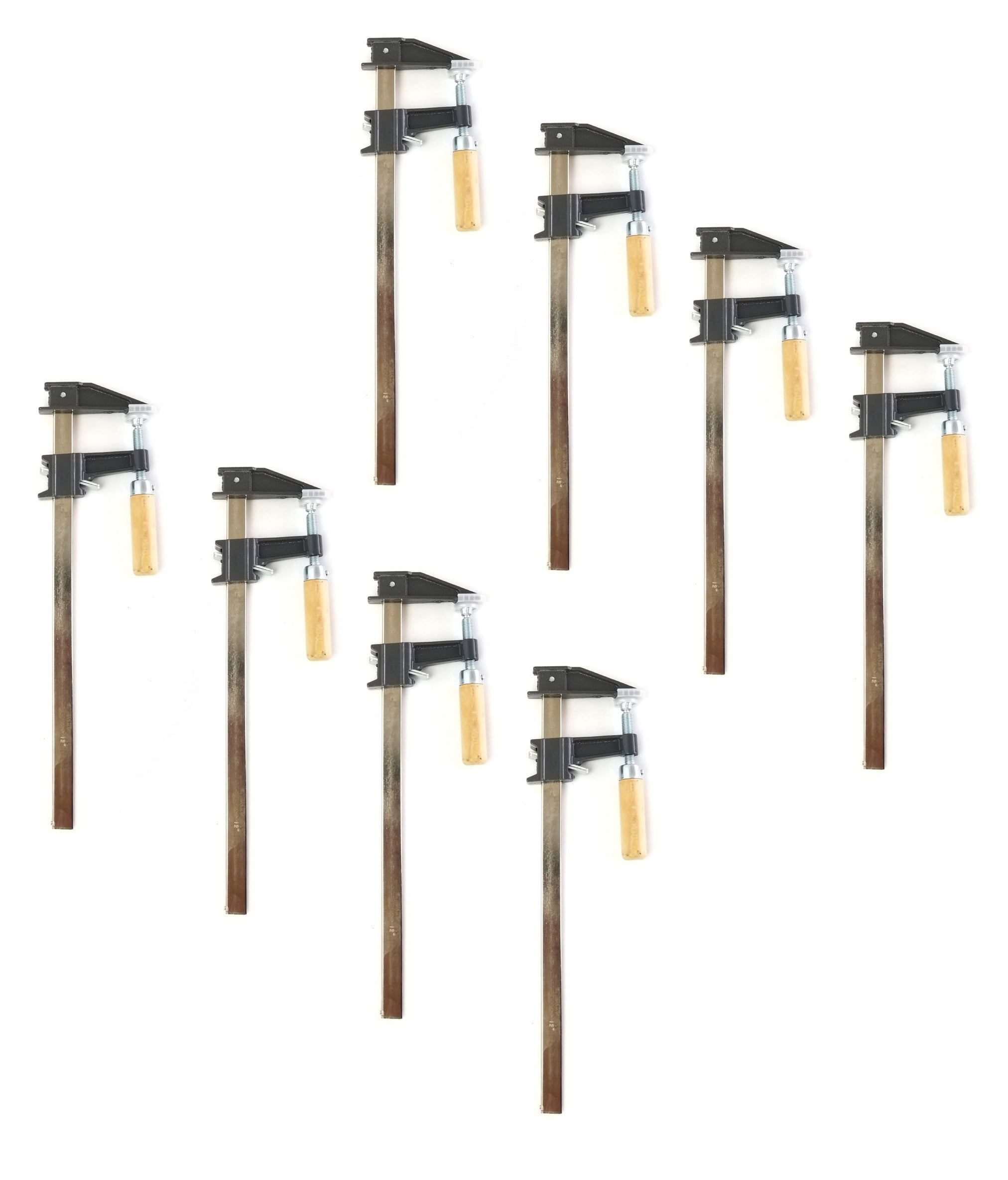 Set of 8 - 12" Steel Bar Clamp with Metal Ratcheting System and Quick Release Suitable for a Wide Range of Woodworking and Metalworking