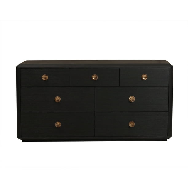 Modern Minimalist 7 Drawer Dresser In Tuxedo Black Walmart Com Walmart Com