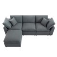 thumbnail image 3 of Sectional Couches for Living Room, Convertible Sectional Sofa L Shaped Couch with Reversible Chaise and 2 Throw Pillows, Comfy Sofa Couch, 4-Seat Small Couches for Small Spaces, Apartments, Dark Grey, 3 of 8