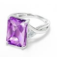 thumbnail image 3 of Gem Stone King 10K White Gold Purple Amethyst and Lab Grown Diamond Engagement Ring for Women | 7.64 Cttw | Octagon Checkerboard 14X10MM | Gemstone February Birthstone | Size 7, 3 of 5