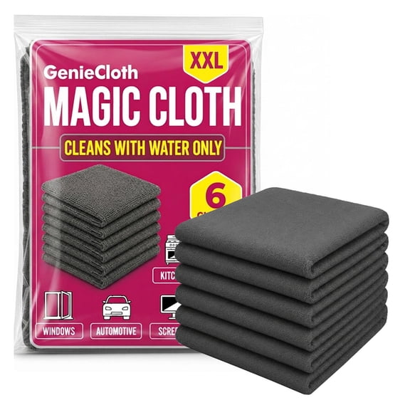 Genie Cloth Magic Cloth, Microfiber Cleaning Cloths, Reusable Lint Free for Glass, Window, Kitchen, Stainless Steel