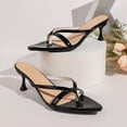 thumbnail image 6 of Qingpeng Womens Kitten Heel Thong Sandals Pointed Toe Crisscross Straps Slip On Mules for Summer Party and Vacation, 6 of 8