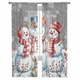thumbnail image 2 of Christmas Snowman Sheer Curtains 72 Inches Long, Winter Xmas Snowflakes Cardinal Grey Light Filtering Window Curtains for Living Room, Rod Pocket Voile Sheer Curtain Drapes, 52"Wx72"L, 2 Panels, 2 of 9