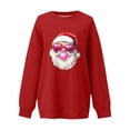 thumbnail image 4 of Uootdi Gift Christmas Santa Christmas Blowing Bubble Printted Graphic Sweatshirt for Women Crewneck Long Sleeve Pullover Casual Loose Fit Holiday Top for Winter, 4 of 5