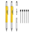 thumbnail image 1 of Unique Bargains 2pcs 6 in 1 Metal Multitool Tech Tool Pen Gifts for Men with Ballpoint Pen, Ruler, Screwdriver, Stylus, Refills, Yellow, 1 of 5