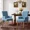 Blue, variant on Fabric Upholstered Dining Chair with Arms, Tufted High Back Accent Coffee Armchair for Kitchen Dining Room Living Room, Beige
