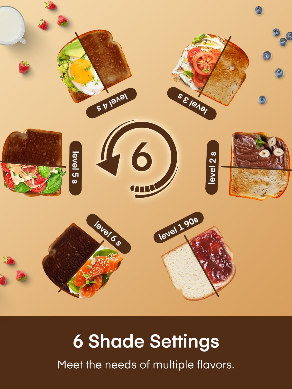 4 Slice Toaster Touch Screen Control, FOHERE Long Extra Wide Slots, 6 Bread Types & Shade Settings