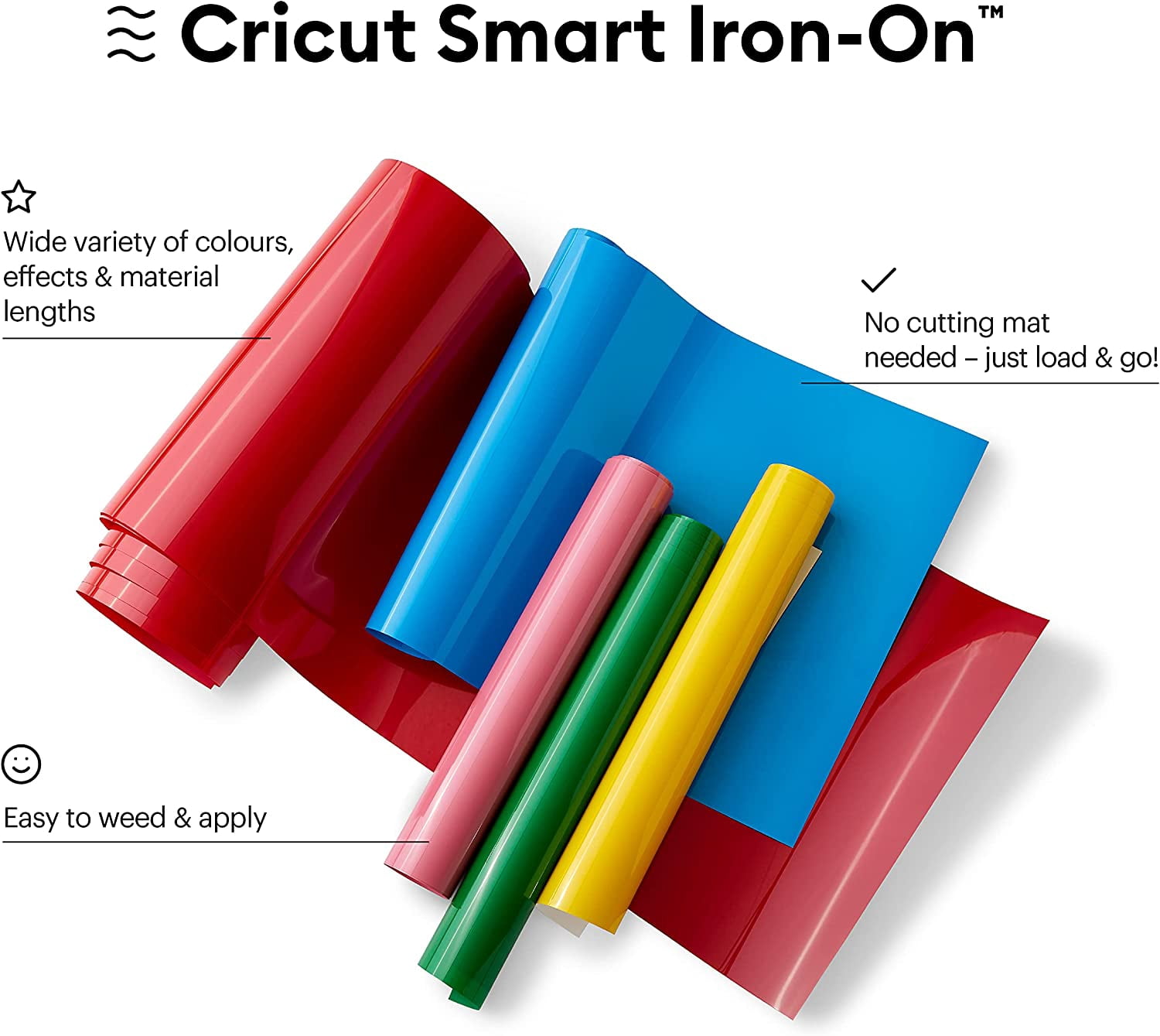 Cricut Smart Iron-On Heat-Transfer Vinyl , 1 Sheet , 33cm x 2.7m , White, (9ft) 2.7m (9ft) White
