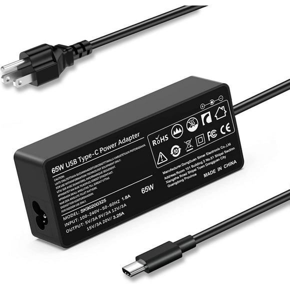 SURJDE 65W USB-C Chromebook Charger Type C Fast Charging Laptop Computer Chrome Replacment Power Adapter for Lenovo,HP,Dell,Samsung,Acer,Asus,Google Pixel,Huawei,JBL Any USB C Enabled Tablet