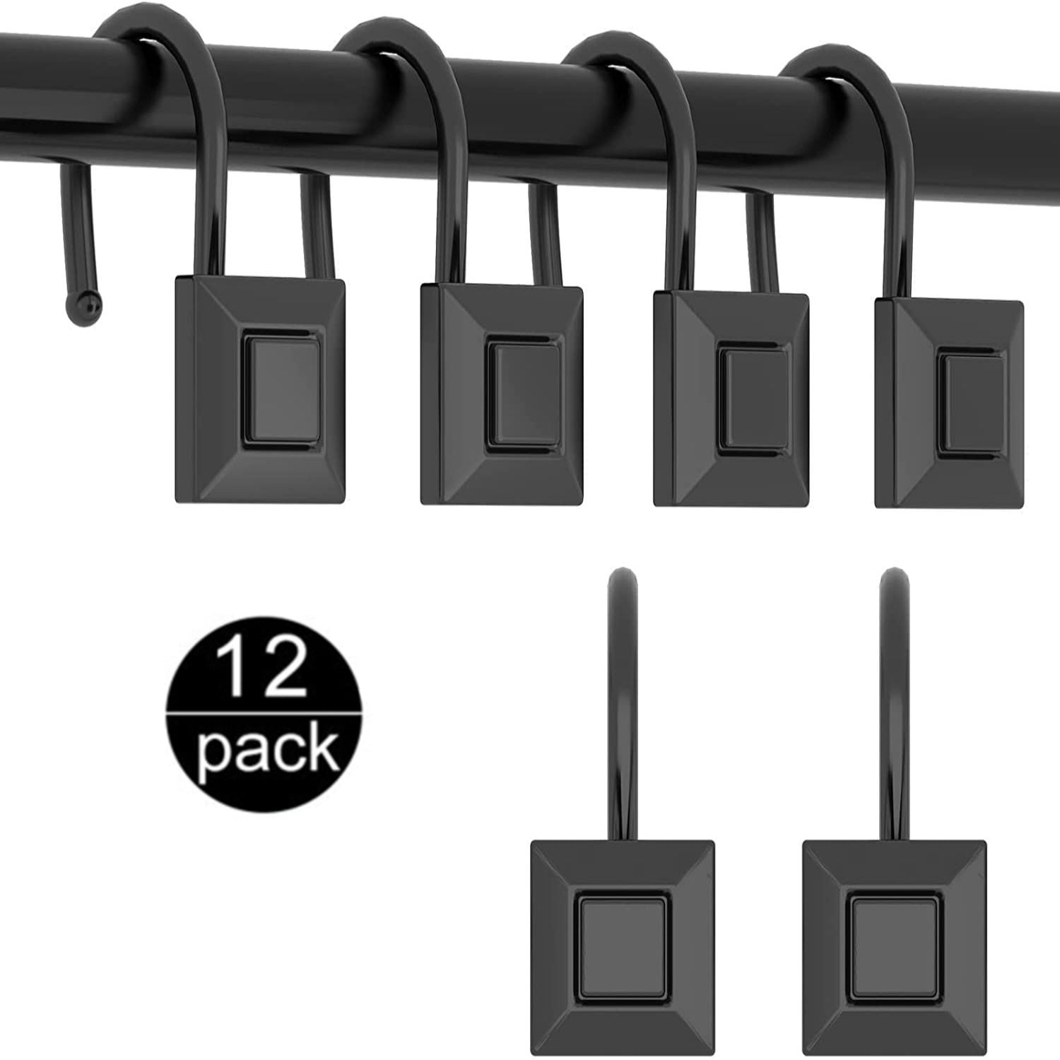 Werseon Shower Curtain Rings Black,sliding Shower Curtain Holder, Black