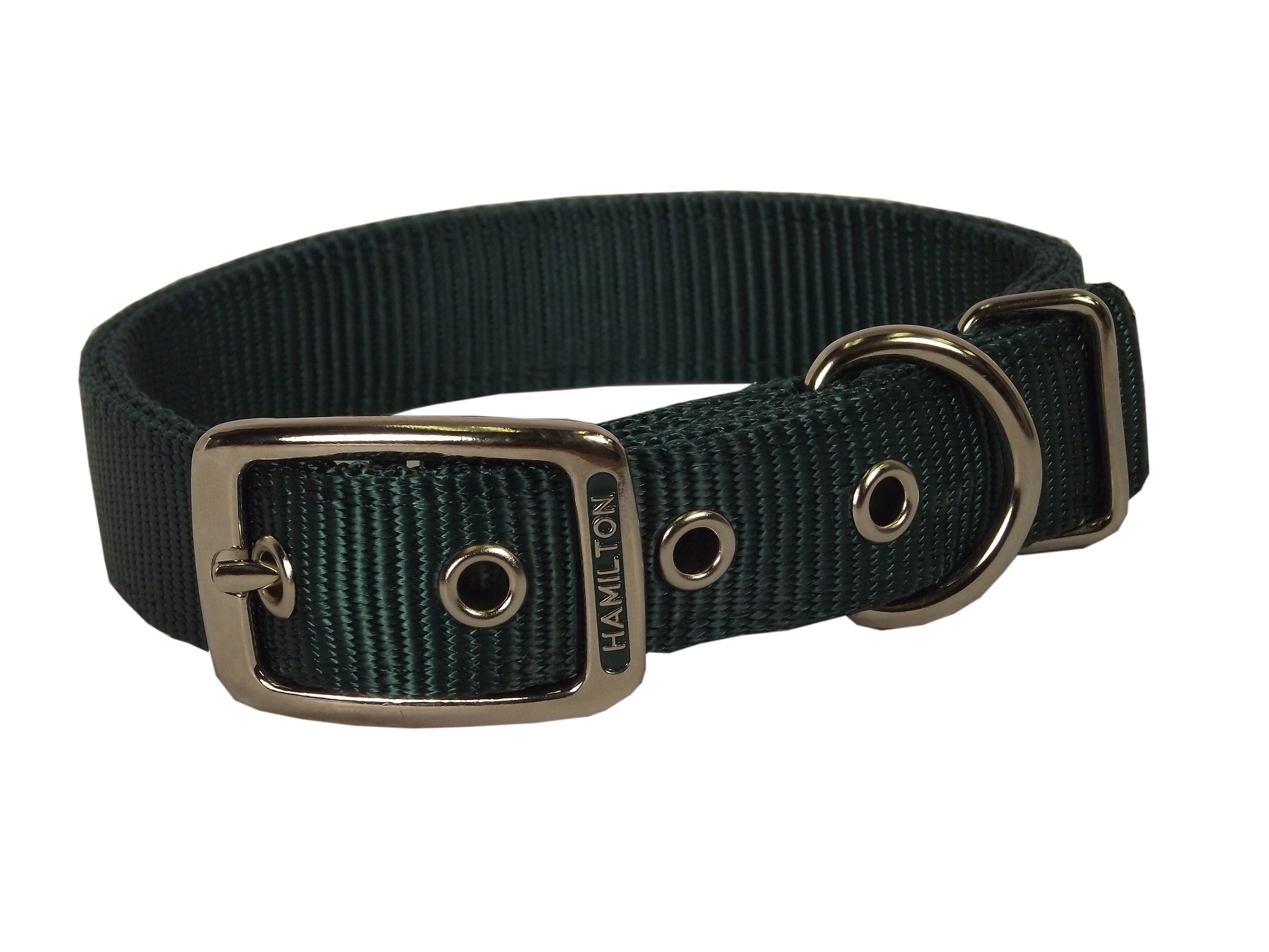 Hamilton 1" Double Thick Nylon Deluxe Dog Collar, 28" long, Dark Green