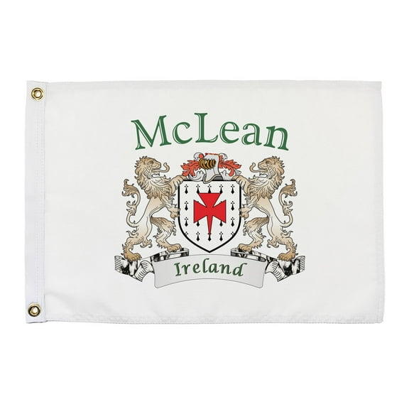 McLean Irish Coat of Arms Small White Flag - 16"x10.5" inches