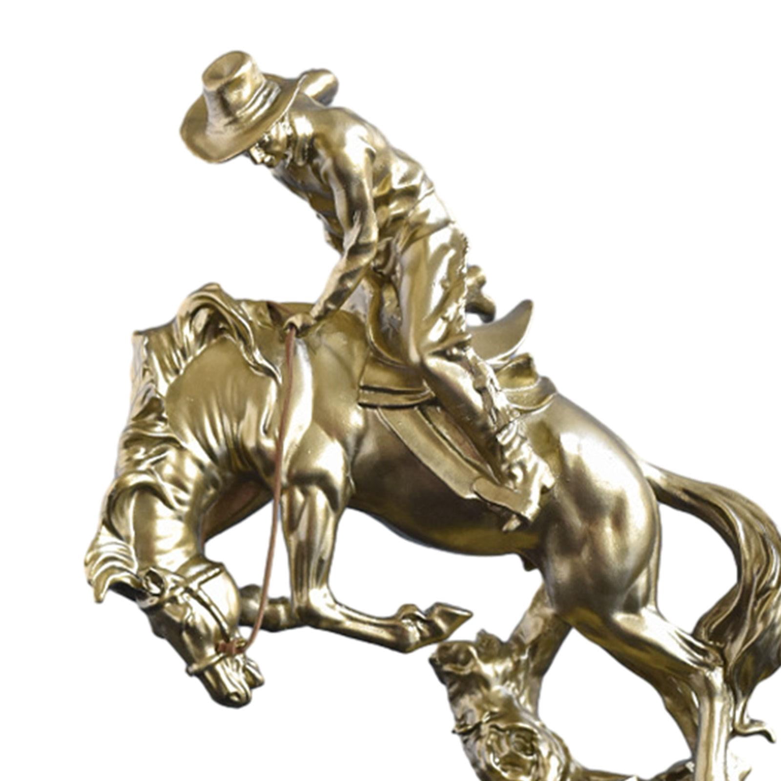 Tongina Cowboy Sculpture Decor Cowboy Equestrian Statue for Bedroom Landscape Garden