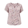 thumbnail image 5 of cocolona Womens Summer Striped Printed Tops Short Sleeve V Neck Loose Shirts Casual Pullover Blouses, 5 of 7