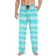 thumbnail image 4 of Light Blue Waves Men's Lightweight Pajama Bottoms Stretch Elastic Waist Side Pockets Spring Fall, 4 of 7