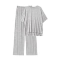 thumbnail image 2 of MINTREUS Lounge Sets for Women Knit Short Sleeve Tops and Long Pants Soft Comfy Pajamas Set Oversized 2 Piece Outfits S-4X, 2 of 8