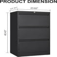 thumbnail image 5 of Studyset 3 Drawer Lateral File Cabinet with Lock, Black Metal Filing Cabinet, Steel Drawer File Cabinets Under Desk Horizontal Locked Wide Drawer File Cabinets for Office Home, Fit A4/F4/Letter/Legal, 5 of 6