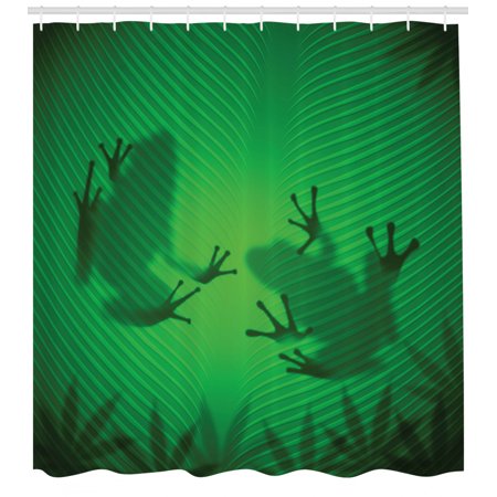 Animal Decor Shower Curtain Set Frog Shadow Silhouette On The