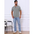 thumbnail image 5 of DARING DIVA Men's Casual Summer Short Sleeves Button Henley Basic Tee L Light Gray, 5 of 7