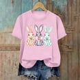 thumbnail image 4 of Tnhcen Women's Easter Bunny Print Graphic Tee Casual Short Sleeve Round Neck Plus Size S-3XL Cotton Spandex Polyester Stretchy Comfortable Spring Holiday Wear, 4 of 6
