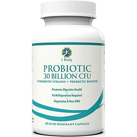 30 Billion CFU Probiotic Supplement with Prebiotics  Patented Acid Resistant Capsules to Promote Gut Health & Support Immune System  Probiotics for Women & Men of All Ages - 60 Vegetarian