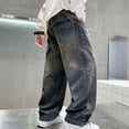 thumbnail image 7 of LIJCC Boys Denim Cargo Pants Kids Straight Wide Leg Elastic Waist Stretch Loose Casual Multi-Pocket Cargo Jeans, 7 of 7
