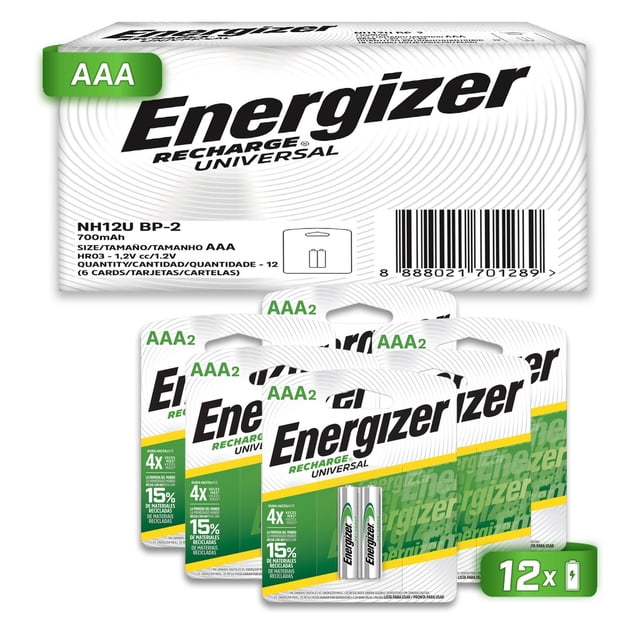 Pilas Recargables Energizer AAA 700 Mah Blister 12 Unidades